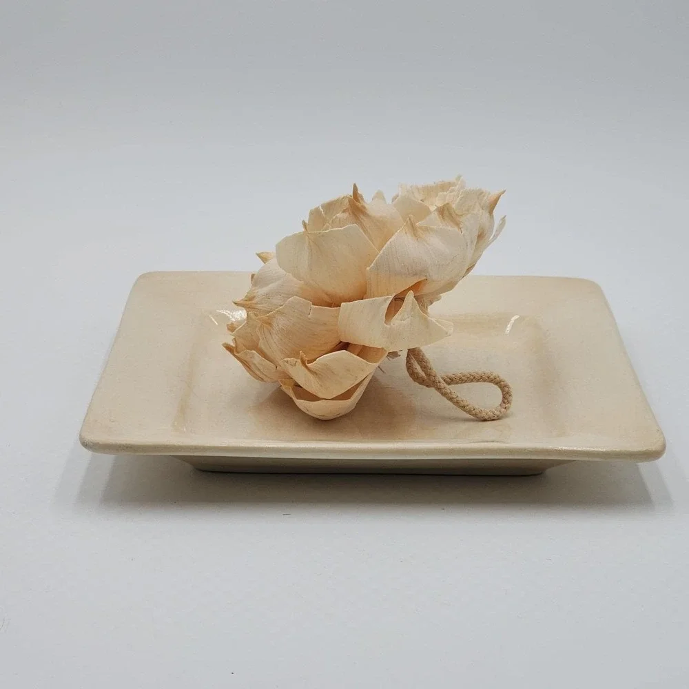 Pier 1 Essential Colours Hand-Painted Earthenware Square Plate 8x8 Cream